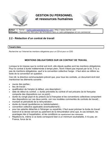 22 CorrigÃ© contrat de travail - cterrier