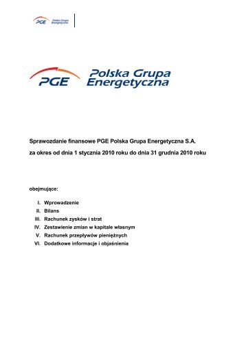 Sprawozdanie finansowe PGE Polska Grupa Energetyczna S.A. za ...