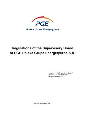 Regulations of the Supervisory Board of PGE Polska Grupa ...