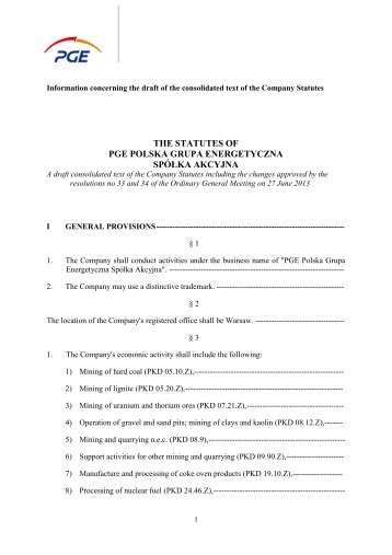 draft consolidated text of the Statutes - PGE