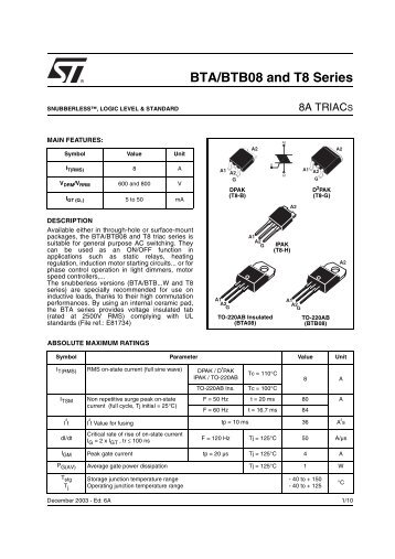 BTA/BTB08 and T8 Series