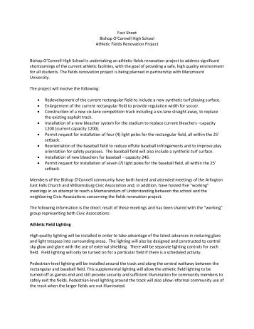 Fact Sheet Bishop O'Connell High School Athletic Fields Renovation ...