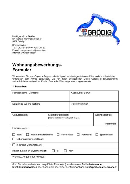 Wohnungsbewerbungsformular (38 KB) - GrÃ¶dig