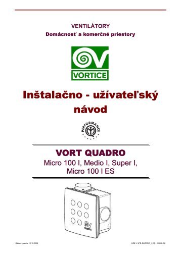 uzn v vpd quadro i es 1009 02 sk - KLIMAVEX as