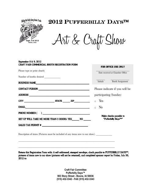 Craft Show Application-Commercial Booth - Boone Chamber Of ...