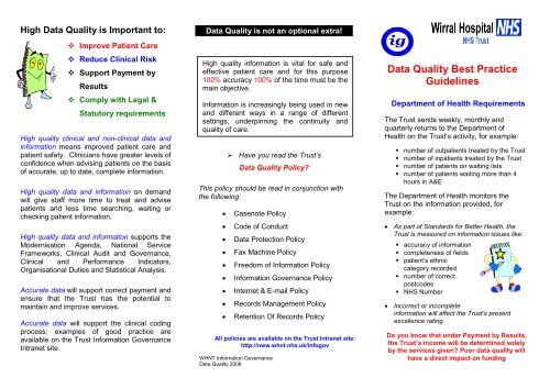 Data Quality Best Practice Guidelines