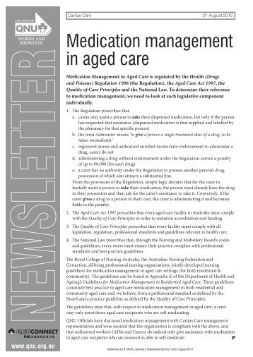 Medication management in aged care - Queensland Nurses Union