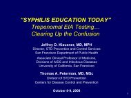 “SYPHILIS EDUCATION TODAY” Trepenomal EIA Testing ...