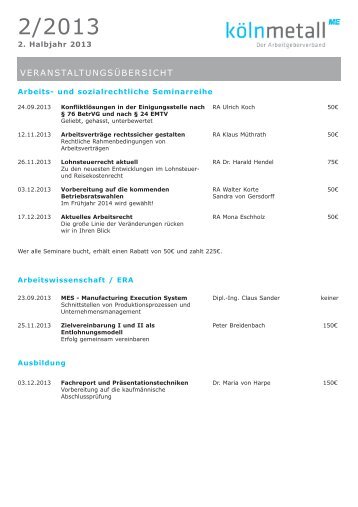 Seminarübersicht - Unternehmerverbände Rhein-Wupper