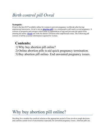 ovral contraceptive pills help to prevent pregnancy