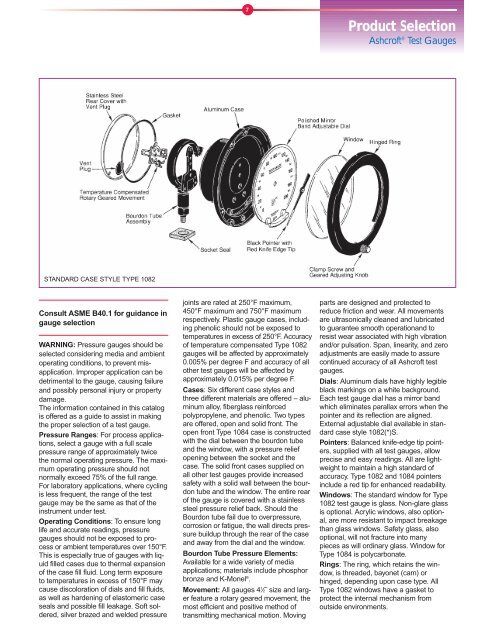 Type 1082 and 1084 Test Gauge - Temp-Press Inc