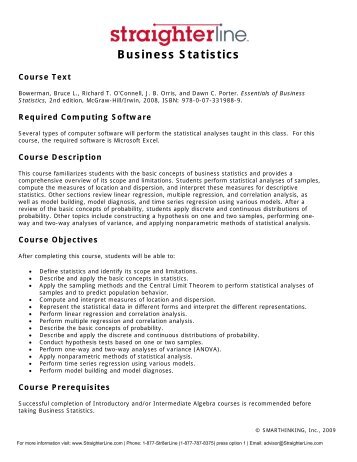 StraighterLine Business Statistics Syllabus - CollegeTransfer.net