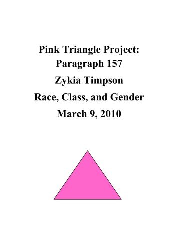 Pink Triangle Project: Paragraph 157 Zykia Timpson Race, Class ...