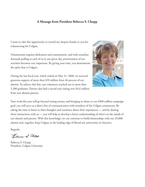 A Message from President Rebecca S. Chopp - Alumni