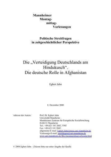 Die deutsche Rolle in Afghanistan - FKKS - UniversitÃ¤t Mannheim