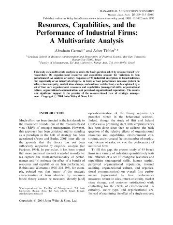 Resources, capabilities, and the performance of industrial firms: A ...