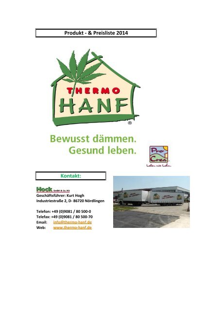 und Preisliste - Thermo-Hanf