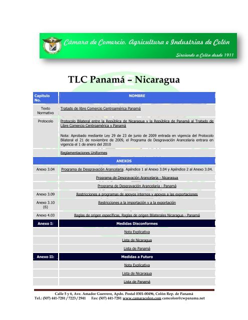 TLC PanamÃ¡ â Nicaragua - Fecamco