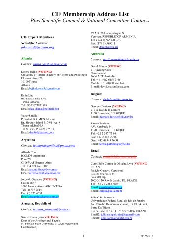 CIF Membership List - Icomos