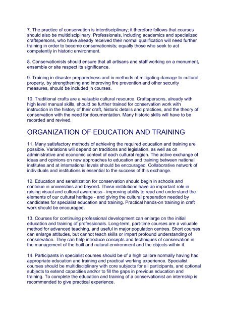 guidelines for education and training in the ... - CIF - Icomos