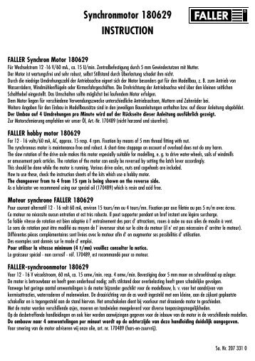 Synchronmotor 180629 INSTRUCTION - Faller