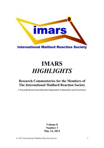 IMARS HIGHLIGHTS Volume 8, Number 3, May 14, 2013