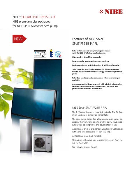 NIBEâ„¢ SOLAR SPLIT FP215 P / PL Features of NIBE Solar SPLIT ...