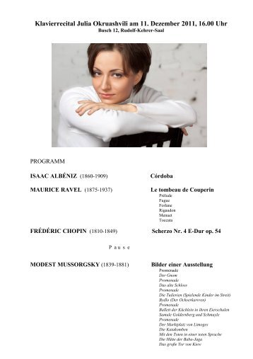 11. Dezember 2011 Klavierabend Julia Okruashvili - Niemannlab.de