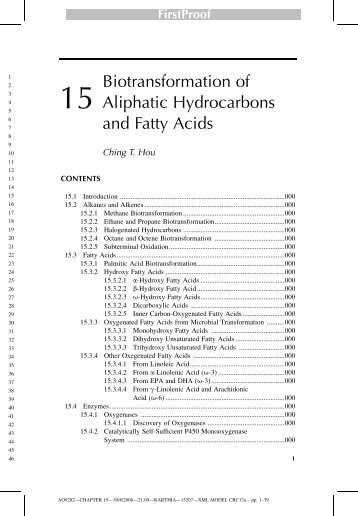 Biotransformation of Aliphatic Hydrocarbons and Fatty Acids