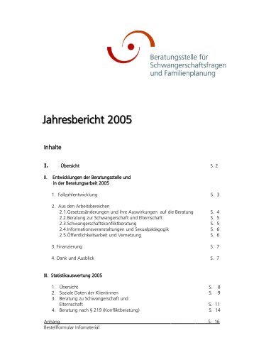 Jahresbericht 2002 - Beratungsstelle fÃ¼r Schwangerschaftsfragen ...