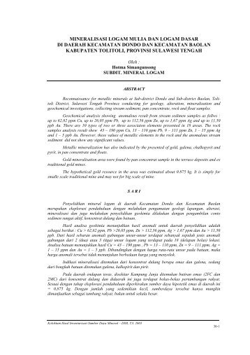 Mineralisasi Logam Mulia Dan Logam Dasar Di Daerah