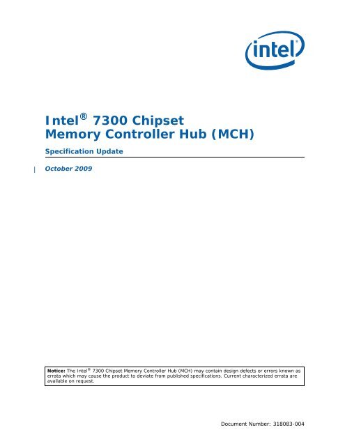 Intel® 7300 Chipset Memory Controller Hub (MCH) Specification ...