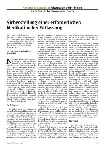 Sicherstellung einer erforderlichen Medikation bei Entlassung