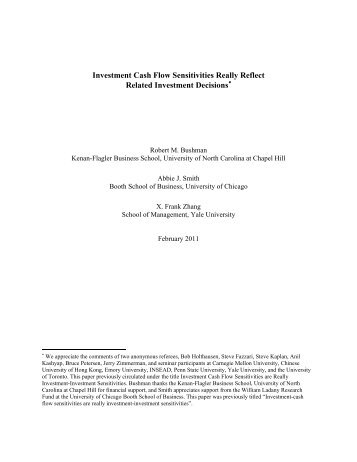 Investment Cash Flow Sensitivities Really Reflect Related ...