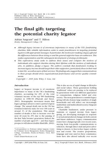 The final gift: targeting the potential charity legator