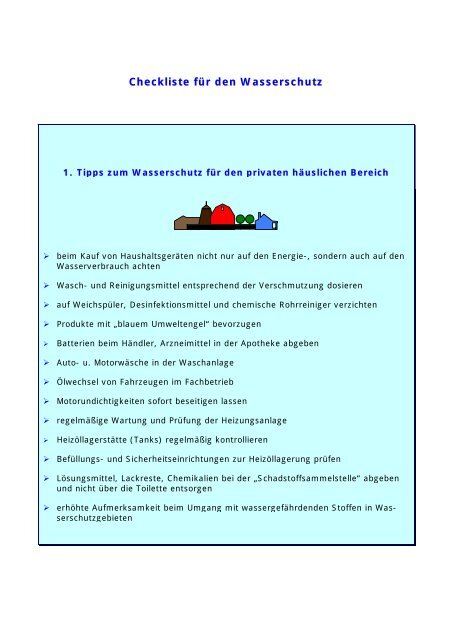 Checkliste fÃ¼r den Wasserschutz - Vbh-hoy.de