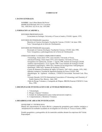 Curriculum Vitae (CV) - Biblioteca Conjunta de Ciencias de la Tierra