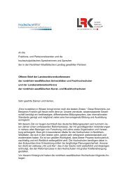 Offener Brief der NRW-Hochschulen - LRK NRW
