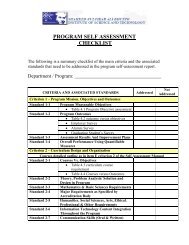 Program Self- Assessment Checklist