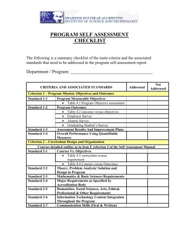 Program Self- Assessment Checklist