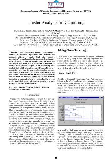 Cluster Analysis in Datamining - International Journal of Computer ...