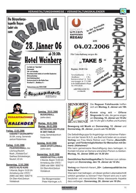 Gemeinde - Nachrichten Nr. 10/2005 - Regau