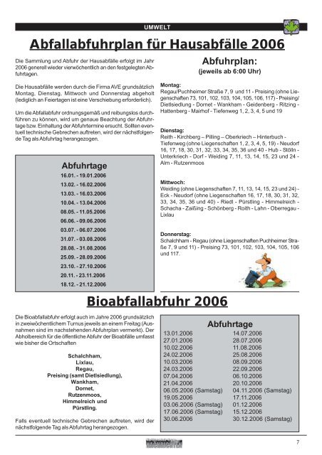 Gemeinde - Nachrichten Nr. 10/2005 - Regau
