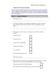 Supplier Diversity Questionnaire - Weil, Gotshal & Manges