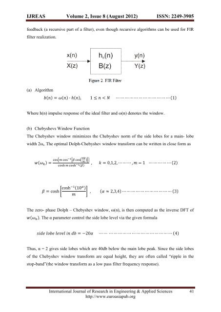 ecg signal processing with fir digital filter by ... - Euroasiapub.org