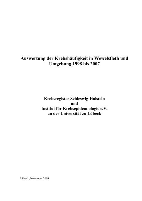 Auswertung der Krebshäufigkeit in Wewelsfleth und Umgebung ...