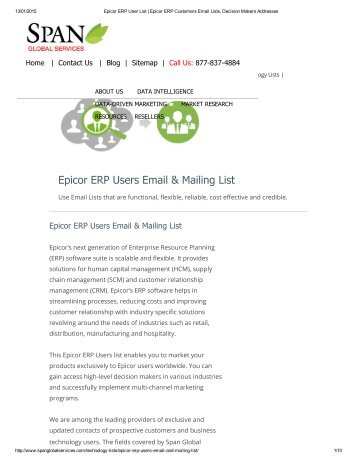 Epicor ERP Decision Makers Email List | Epicor ERP Users Mailing List from Span Global Services