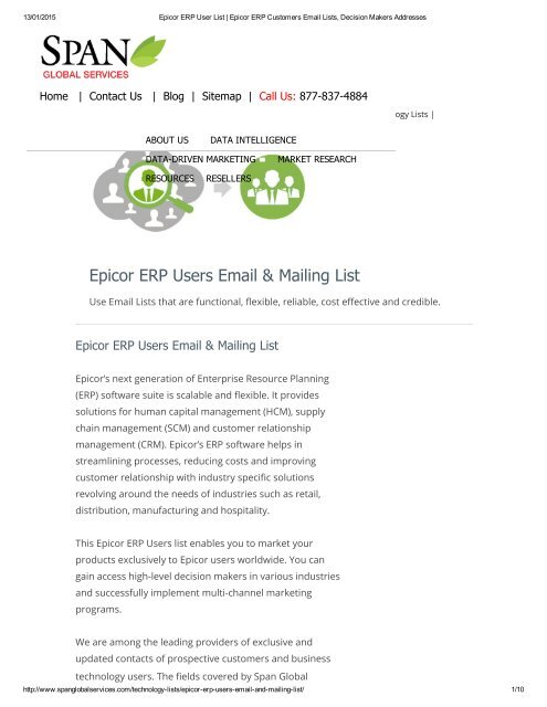 Epicor ERP Decision Makers Email List | Epicor ERP Users Mailing List from Span Global Services