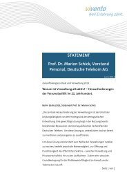 STATEMENT Prof. Dr. Marion Schick, Vorstand Personal ... - Vivento