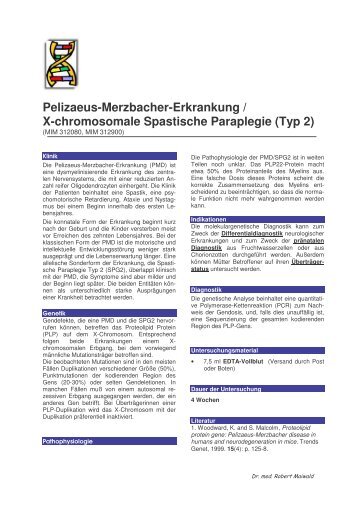 Pelizaeus-Merzbacher-Erkrankung / X-chromosomale Spastische ...